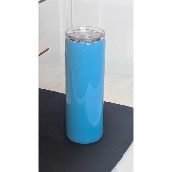 Blue Sunflower Resin Coated-Skinny Straight Tumbler, 20oz - Picture 2 of 2